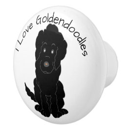 Schwarzes Goldendoodle-Hund-Design Keramikknauf