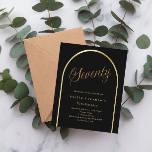 Schwarzes goldenes Bogen-Skript - Einladung zum 70