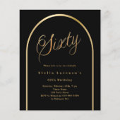 Schwarzes goldenes Bogenskript - Einladung zum 60. (Vorderseite)
