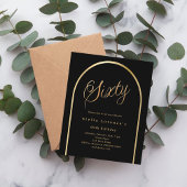 Schwarzes goldenes Bogenskript - Einladung zum 60.