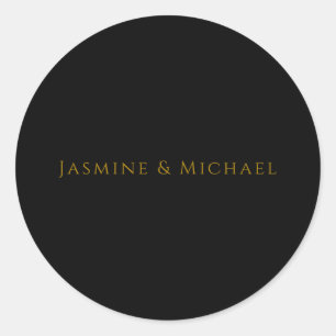 Schwarzes & Goldenes Cute Minimalist Eigenname Runder Aufkleber