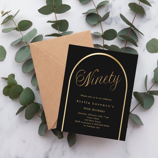 Schwarzes goldenes Drehbuch Einladung zum 90. Gebu