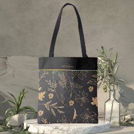 Schwarzes goldenes florales elegantes trendiges st tasche