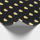 Schwarzes goldenes Herzmuster Geschenkpapier (Ecke)