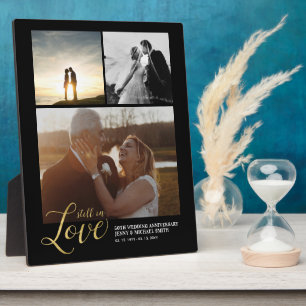 Schwarzes & goldenes Liebesjubiläumsgeschenk Foto- Fotoplatte