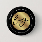 Schwarzes & goldenes Logo Corporate Company Werbea Button (Vorderseite)