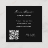 Schwarzes goldenes Logo, modern, eleganter QR-Code Quadratische Visitenkarte (Rückseite)