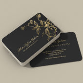 Schwarzes goldenes Luxus elegantes botanisches Bla Visitenkarte