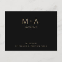 Schwarzes & Goldenes Monogramm Hochzeit Save-the-D