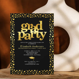Schwarzes goldenes Party Moderne mutige Typografie Einladung