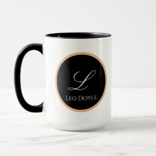 Schwarzes & goldenes personalisiertes Initial-Name Tasse