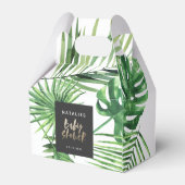 Schwarzes goldenes tropisches Blattwerk, moderne B Geschenkschachtel (Rückseite)