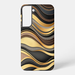 Schwarzes, goldenes und graues Wellenmuster Samsung Galaxy Hülle