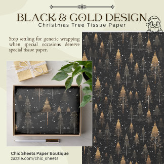 Schwarzes & goldenes Weihnachtsbaum-Design-Tissue- Seidenpapier