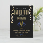 Schwarzes goldfarbenes Champagner-Party Einladung (Stehend Vorderseite)