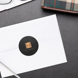 Schwarzes goldfarbenes, elegantes Drehbuch, Monogr Runder Aufkleber