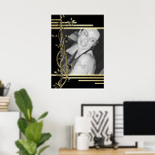 Schwarzes goldfarbenes Foto Poster (Heimbüro)