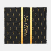Schwarzes goldfarbenes Paar monogramm elegant Fleecedecke (Vorderseite (Horizontal))