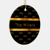 Schwarzes goldfarbenes Paar monogramm elegant Keramik Ornament (Rechts)