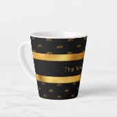 Schwarzes goldfarbenes Paar monogramm elegant Milchtasse (Linke Ecke)