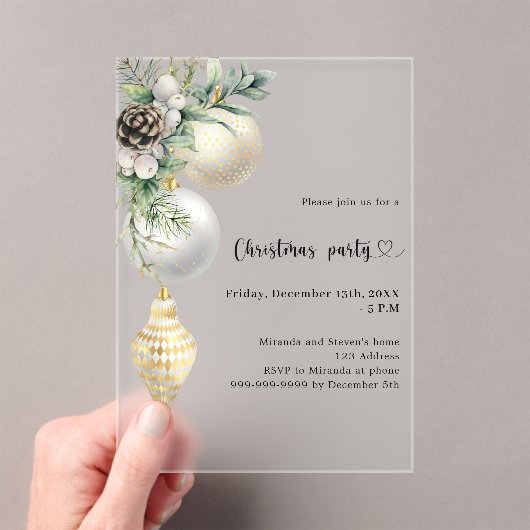 Schwarzes goldfarbenes Weihnachtsbaum mattiertes P Acryleinladungen (Insitu (Handheld))