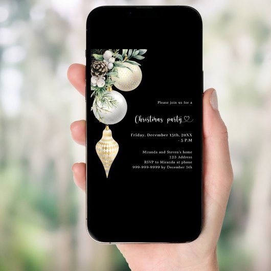 Schwarzes goldfarbenes Weihnachtsgebäck Weihnachts Einladung