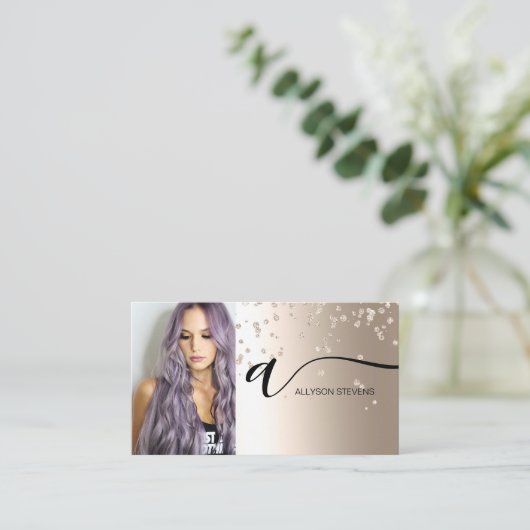 Schwarzes Goldhaar Make-up Foto erster QR-Code Visitenkarte (Stehend Vorderseite)