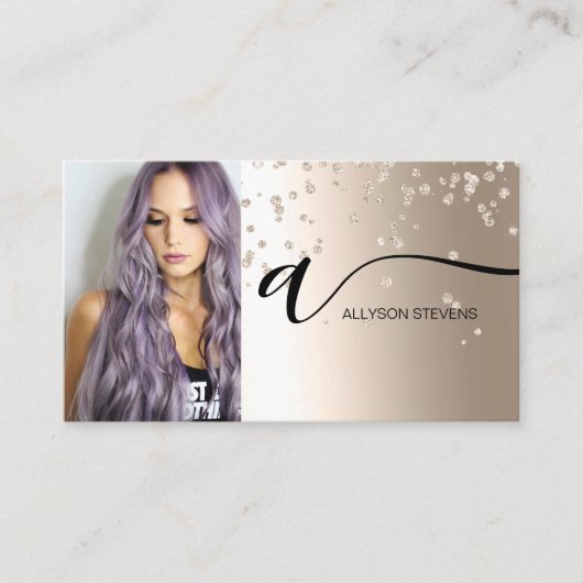 Schwarzes Goldhaar Make-up Foto erster QR-Code Visitenkarte (Vorderseite)