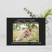 Schwarzes/Goldhintergrund - Absolvent-Mitteilung Einladung (Stehend Vorderseite)