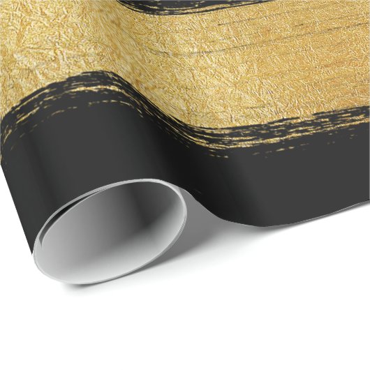 Schwarzes GoldImitatblatt moderne Geschenkpapier (Rolleneckpunkt)