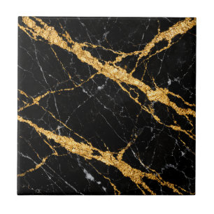 Schwarzes Goldmarmor Luxe-Muster Fliese