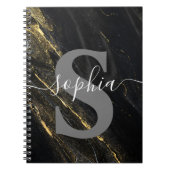 Schwarzes Goldmarmor Monogramm Erstmaliges Persona Notizblock (Vorderseite)