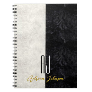 Schwarzes Goldmarmor-Monogramm-Notizbuch Journal Notizblock