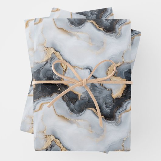 Schwarzes Goldmarmor-Wrap-Papier-Set aus 3 Blätter (Beispiel)