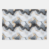 Schwarzes Goldmarmor-Wrap-Papier-Set aus 3 Blätter (Vorderseite)