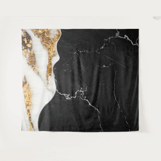 Schwarzes Goldmessmuster Wandteppich (Vorderseite (Horizontal))