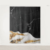 Schwarzes Goldmessmuster Wandteppich (Vorderseite)