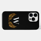 Schwarzes Goldmonogramm Initiale Name Kranz iPhone Hülle (Rückseite (Horizontal))
