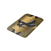 Schwarzes Goldmonogramm-Muster u. hoher Heels Badematte (Schrägansicht)