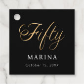 Schwarzes Goldnamensskript 50. Geburtstag Geschenkanhänger (Vorderseite)