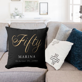 Schwarzes Goldnamensskript 50. Geburtstag Kissen