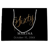 Schwarzes Goldnamensskript 60. Geburtstag Große Geschenktüte (Vorderseite)