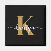 Schwarzes Goldschrift-Monogramm Magnet (Vorne)