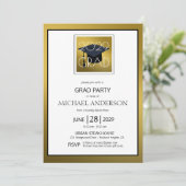 Schwarzes Goldweißes Einladung (Stehend Vorderseite)