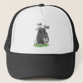 Schwarzes Golf Initial-Monogramm Truckerkappe (Vorderseite)