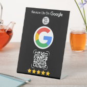 Schwarzes Google Review Geschäftsschild mit QR-Cod Sockelschild (In Situ)