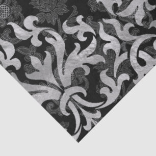 Schwarzes Gothic Silber-Filigran-Muster Seidenpapier