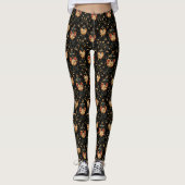 Schwarzes Gothik-Blumenkäfer-Gold Leggings (Vorderseite)