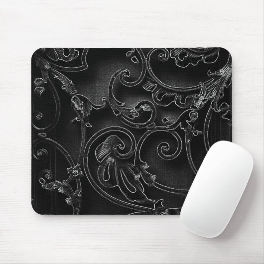 Schwarzes gotisches barockes Strudelmuster Mousepad (Mit Mouse)