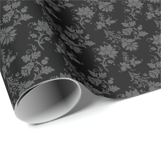Schwarzes gotisches Floral  Geschenkpapier (Rolleneckpunkt)